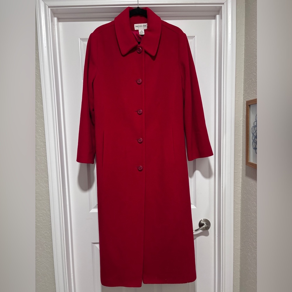 0100- Vintage Preston & York Red Wool Coat Size 14